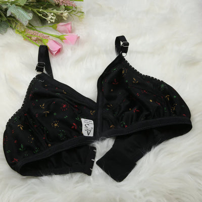 4-Piece Summer Cotton Fabric Printed Bra Set