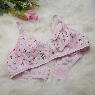 4-Piece Summer Cotton Fabric Printed Bra Set